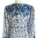 R. Vivimos Dress Blue Floral Print Long Sleeve Tassel Bohemian Midi Dress Small Photo 4