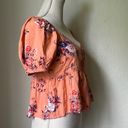 Abound NWT  Orange Floral Print Puff Sleeve Top Size Medium Photo 6