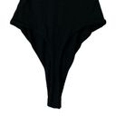 Naked Wardrobe NWOT Size S NW Ribbed Short Sleeve Thong Bodysuit Black Crew Neck Photo 1