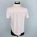 Lucky Brand  Peachy Pink White Stripe Short Sleeve Classic Fit Shirt M Photo 3