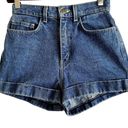 American Apparel  Jean Shorts Dark Wash Indigo High Rise Cuffed Hem Denim 25 Photo 1