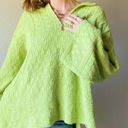 Coldwater Creek Funky  Lime Green Textured Flare Sleeve Quarter Zip Flowy Sweater Photo 1