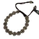 Daisy 2Chic Silver Tone  Flower Beaded Bracelet Brown Adjustable Cord 7.5” Photo 1