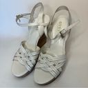 Guess Women's  Wedge White Sandals Cork Heel Strappy Woven Shoes 8.5 Logo Charm Photo 2