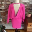 ZARA Draped Mini Dress Open Back Dolman Long Sleeve, Hot Pink Size M Photo 9