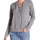 Stateside NEW REVOLVE  Lace-Up Dark Grey Sweatshirt Size M / Medium Photo 7