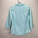 L.L.Bean  Mint Green White Seersucker 3/4 Sleeve Button Shirt MEDIUM Photo 2