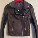 New Look NWT Chocolate Brown Faux Leather Jacket Photo 3