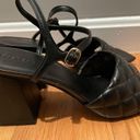 Nordstrom Open Edit  Black Quilted Square Toe Block Heel Sandal Size 9.5 Photo 4