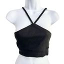 The Range  Jet Black Braided Strap Ribbed Bralette Crop Top Size M NWT Photo 3