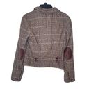 American Eagle  Women Blazer Jacket Houndstooth Wool Elbow Patches Brown Medium Photo 7