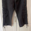 Juicy Couture Y2K Black Cargo Cropped Juicy Coture Linen Boho Casual Retro Pants Capris Small Photo 1