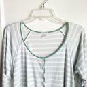 LAKE Pima Cotton Maternity Long Sleeve Striped Nightgown In Celadon Medium M Photo 3