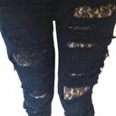 LF  Carmar ❉ Skinny Shredded Rips Jeans ❉ with Lace Patches ❉ Jet Black Size 25 ❉ Photo 11