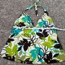 vintage y2k body i.d. ribbed tankini swim halter top retro groovy leaf print S/M Brown Size M Photo 3