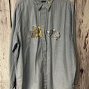 Disney The  Store Catalog Embroidered Denim Button Up Shirt - Blue / Size 2XL Photo 0