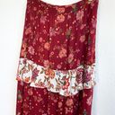 Farm Rio  Antrhopologie Red Ruffle Floral Maxi Skirt Photo 9