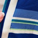 Jantzen Retro 80s Varsity Striped Top Vneck Blue Green White S Relax Fit Photo 3