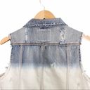 Z Supply  Anthro Dip Dye Beaded Jean Vest Boho Women’s Size Medium Cotton Denim Photo 4