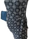 Loft Sleeveless Medallion Side Tie Dress Navy Blue & White Size XS Photo 2