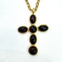 Vtg Avon Double Strand Layered Necklace Cross Pendants Cabochon Gold Tone RARE Photo 4