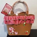 Strawberry Shortcake & Custard Cat Gingham Basket Crossbody Bag Purse Photo 2