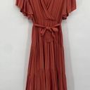 Petal and Pup  Barker Dress Tie Belt Fit & Flare Short Sleeves Tiered Rust Womens 6 Photo 0