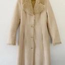 Jones New York Faux Suede Faux Fur Trim Long Coat Cream Size S Photo 4