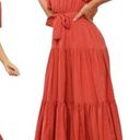 Petal and Pup  Barker Dress Tie Belt Fit & Flare Short Sleeves Tiered Rust Womens 6 Photo 1