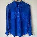 Equipment  100% Silk Blue Button Up Blouse Small Photo 1