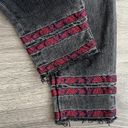 Driftwood  Jackie Skinny Jeans Gray Size 27 Slim Ankle Leg Embroidered Red Trim Photo 3