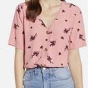 Something Navy  Pink Floral Button Front Blouse Photo 0