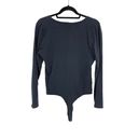 Everlane  Bodysuit Womens XL Long Sleeve Black V-Neck Snap Bottom Stretch Photo 3