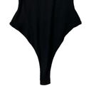 Naked Wardrobe NWOT Size S NW Ribbed Short Sleeve Thong Bodysuit Black Crew Neck Photo 4
