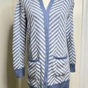 89th and Madison  Open Front Long Cardigan Women’s Size Small Chevron Fuzzy Pockets Photo 0