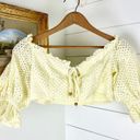 Majorelle Thalia Top in Lemon Cream Size Large Puff Sleeve Eyelet Smocked Photo 4