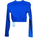 Halara  Crop Top Womens Medium Blue Ribbed Stretch Long Sleeve Activewear Photo 0