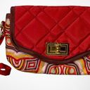 CINDA B RED‎ QUILTED TOTE BAG AND WRISTLET | EUC Red Photo 5