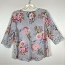 J.Jill  Love Linen floral 3/4 sleeve crochet sleeve blouse M Photo 1