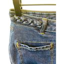 Harper  Dark Wash Denim Button Front Cable Trim Mini Skirt Size Medium Photo 2