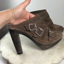 Juicy Couture  Y2K Taupe Suede Leather Heeled Mule Bootie Chunky Buckles Size 8.5 Photo 8