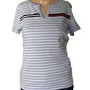 Tommy Hilfiger Womens T Shirt Short Sleeve Striped V Neck Fitted Cotton Blue XS Photo 0