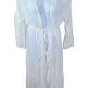 SheIn  White Sheer Long Ruffle Accent Bridal Robe or Beach Cover Up Size Large Photo 8