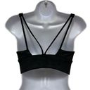 Good American  Women 1 Small Leatherette Sports Bra Black Faux Leather V Back NWT Photo 3