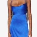 Danielle Bernstein  Blue Satin Lace Up Dress Photo 0