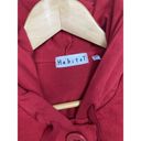 Habitat * Button Front Hooded Lightweight Jacket Womens M Red Deconstructed Seams Photo 2