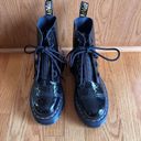 Dr. Martens  Sinclair Leopard Embossed Patent Leather Platform Boots Black Size 7 Photo 2