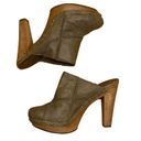 Candie's Retro  Platform Mules Clogs Leather Studded Wood Y2K Taupe Brown 10 Photo 1