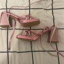 Amazon Pink Metallic Wrap Heels Photo 2