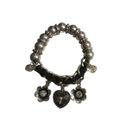 Guess  Black Leather Silver Heart Charm Bracelet Photo 4